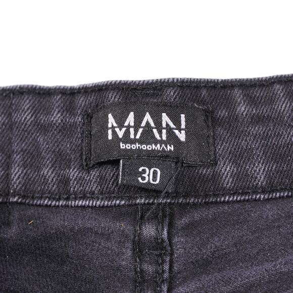 Boohooman Cotton Denim Slim Skinny Jeans Straight Leg Pants Size 30 Dark Black - Picture 7 of 12